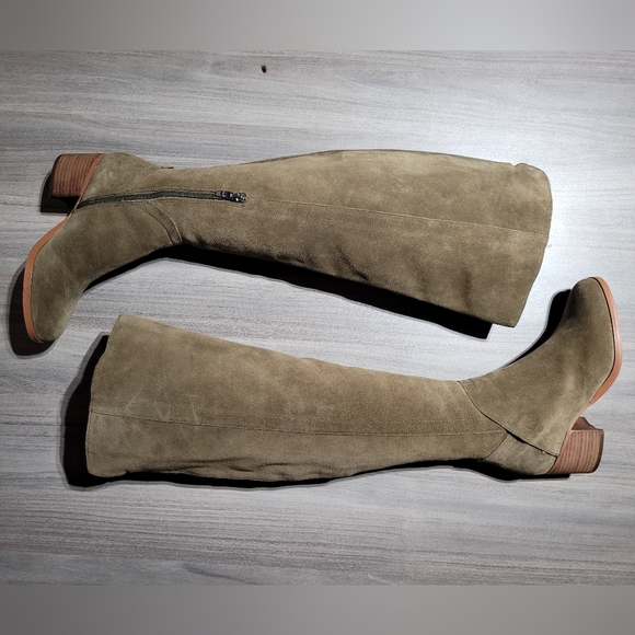 Marc Fisher Elanie Over the Knee High Olive Suede Leather Wide-Calf Boots Sz 6 - Picture 10 of 12